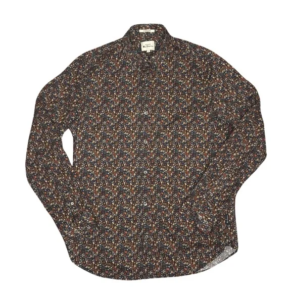 Ben Sherman Slim Fit Floral Button Up Shirt, Size Medium - Picture 1 of 6